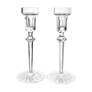 Rogaska “Richmond” Pair of Crystal Taper Candlestick Holders 7 7/8” Signed